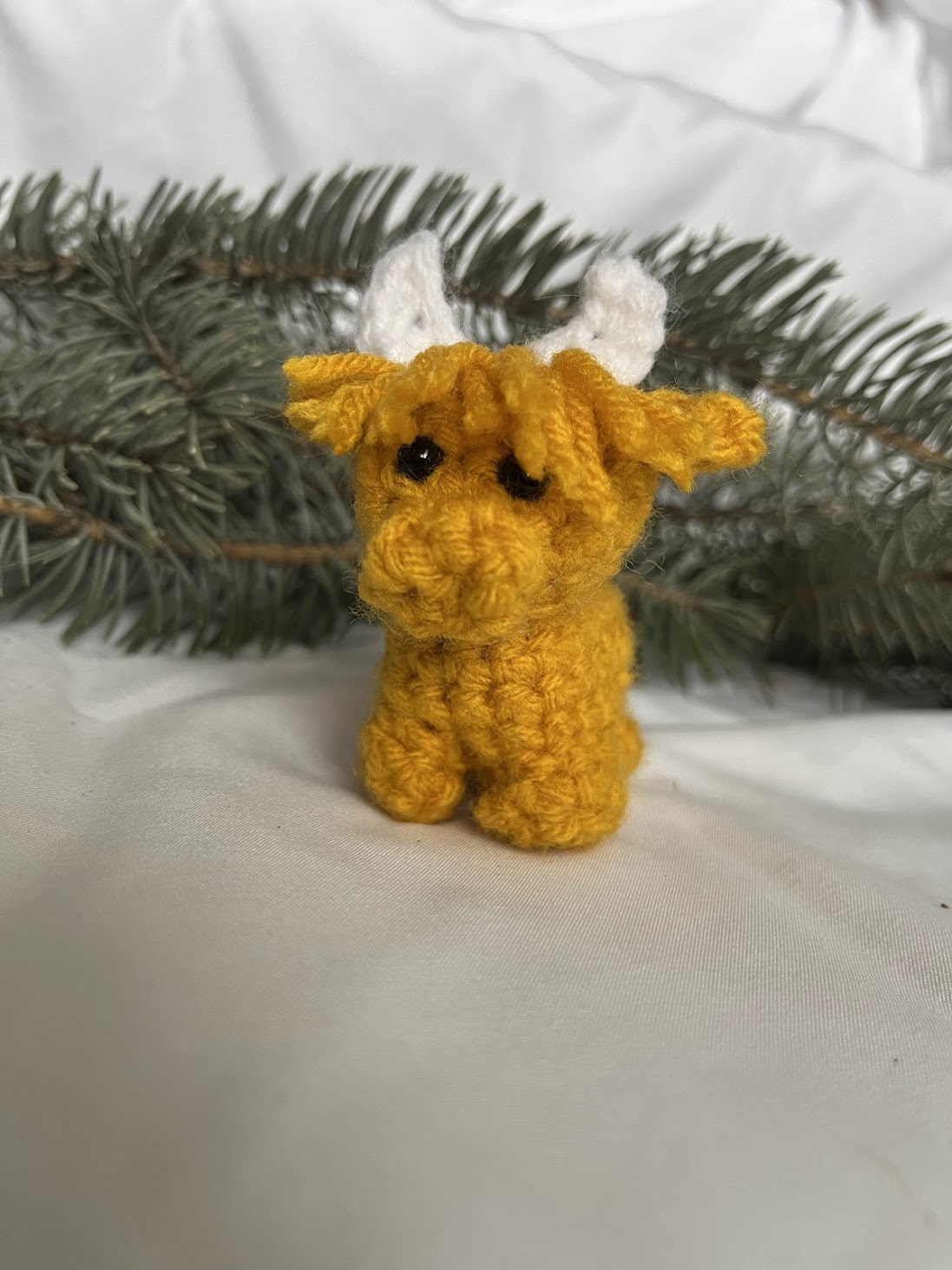 Completed Highland Cow Christmas Ornament Crochet Pattern
