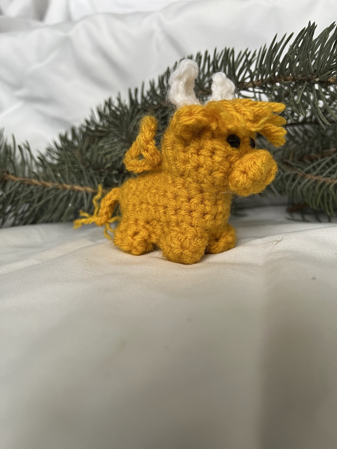 Completed Highland Cow Christmas Ornament Crochet Pattern