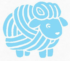 Official Logo of Anya JJ Crochet depicting a blue sheep made of yarn