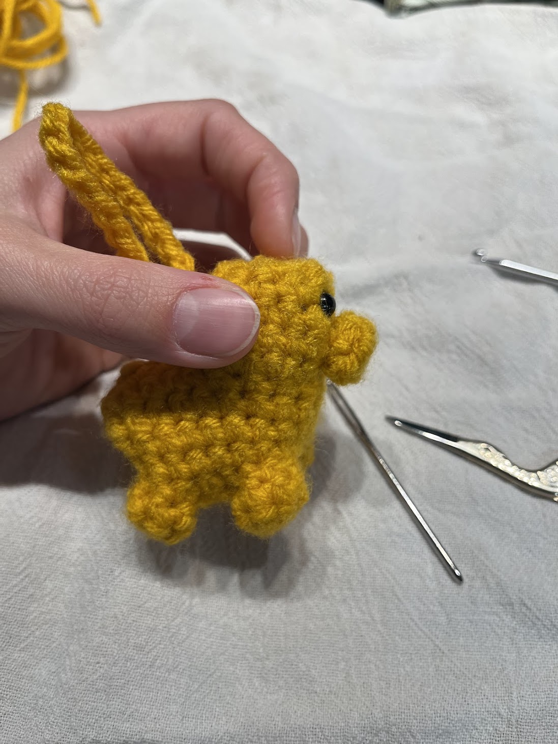 Side Profile of Highland Cow Christmas Ornament Under construction