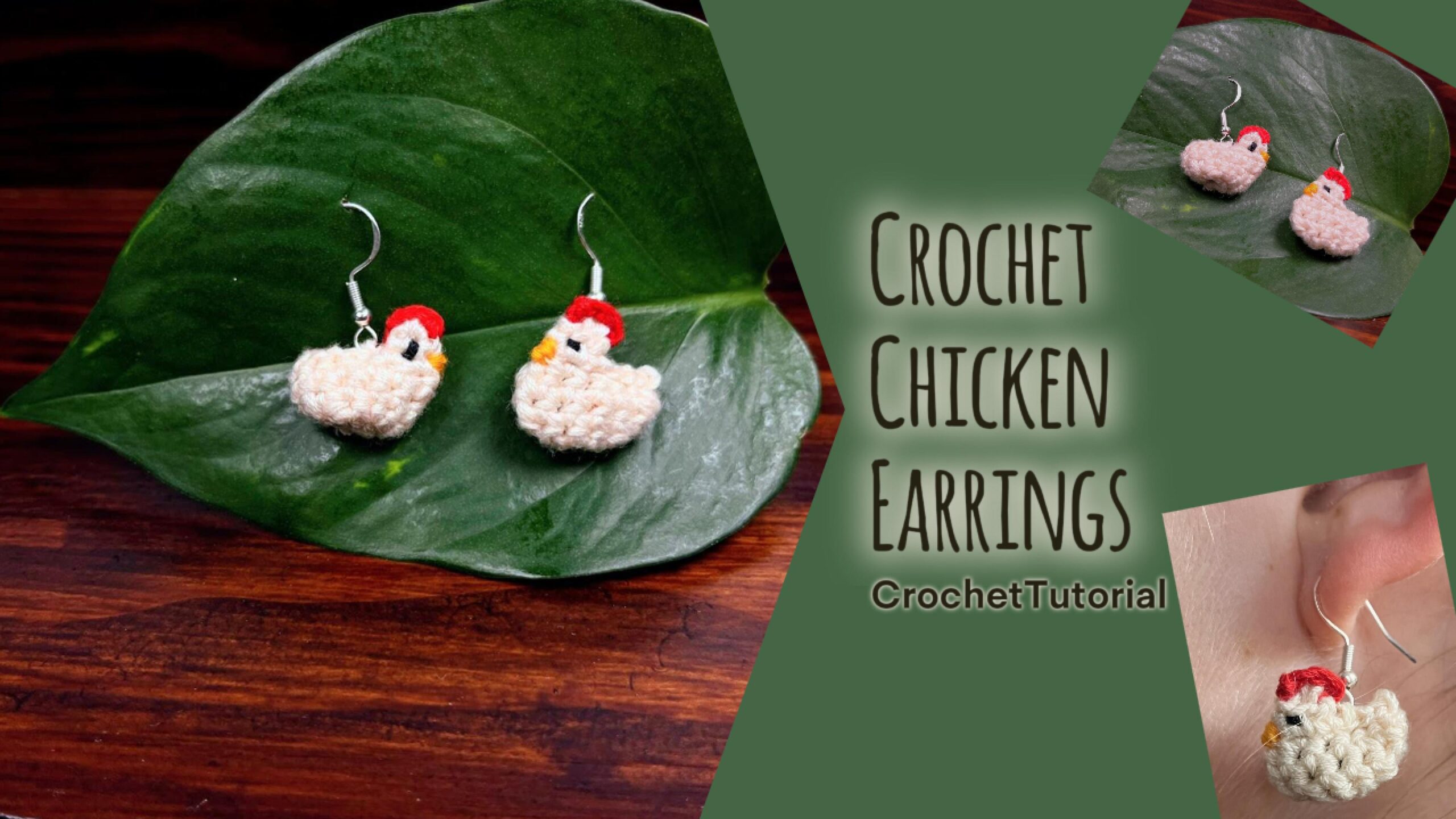 Video Thumbnail For Amigurumi Chicken Earrings